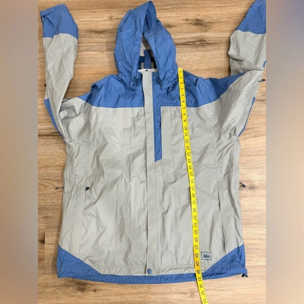 REI Size XL Mens Blue Full Zip Nylon Outdoor Hooded Windbreaker Jacket